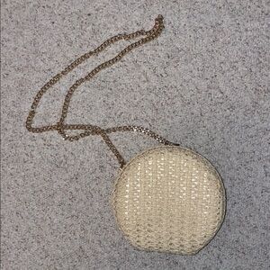 Haute Hippie Woven Cream Crossbody Bag with Gold Chain